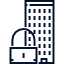 Cartoon image of a building with a padlock beside it.